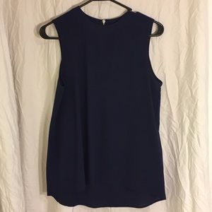 Cute Seam-work Navy Tank Blouse